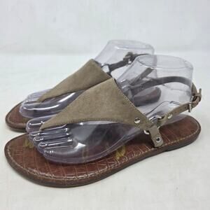 Sam Edelman Brown Suede Buckle Slingback Flat Sandals Womens 8.5